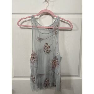 Intimately Free People Racerback Sheer Dandelion Sequin Tank, sz S